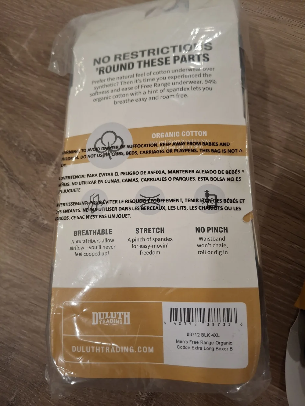 Duluth Trading Co. Free Range Boxer Briefs 2-Pack Men's 4XL Black NIP